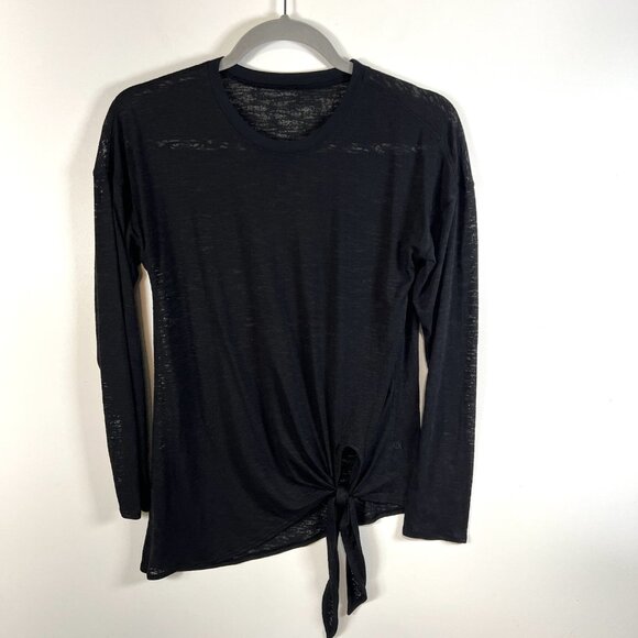 Lululemon Women’s Tie Your Practice Long Sleeve Black Size 6 Small Sheer Yoga - Picture 1 of 7